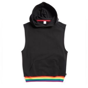 Tomboyx French Terry Sleeveless Hoodie - Black with Rainbow